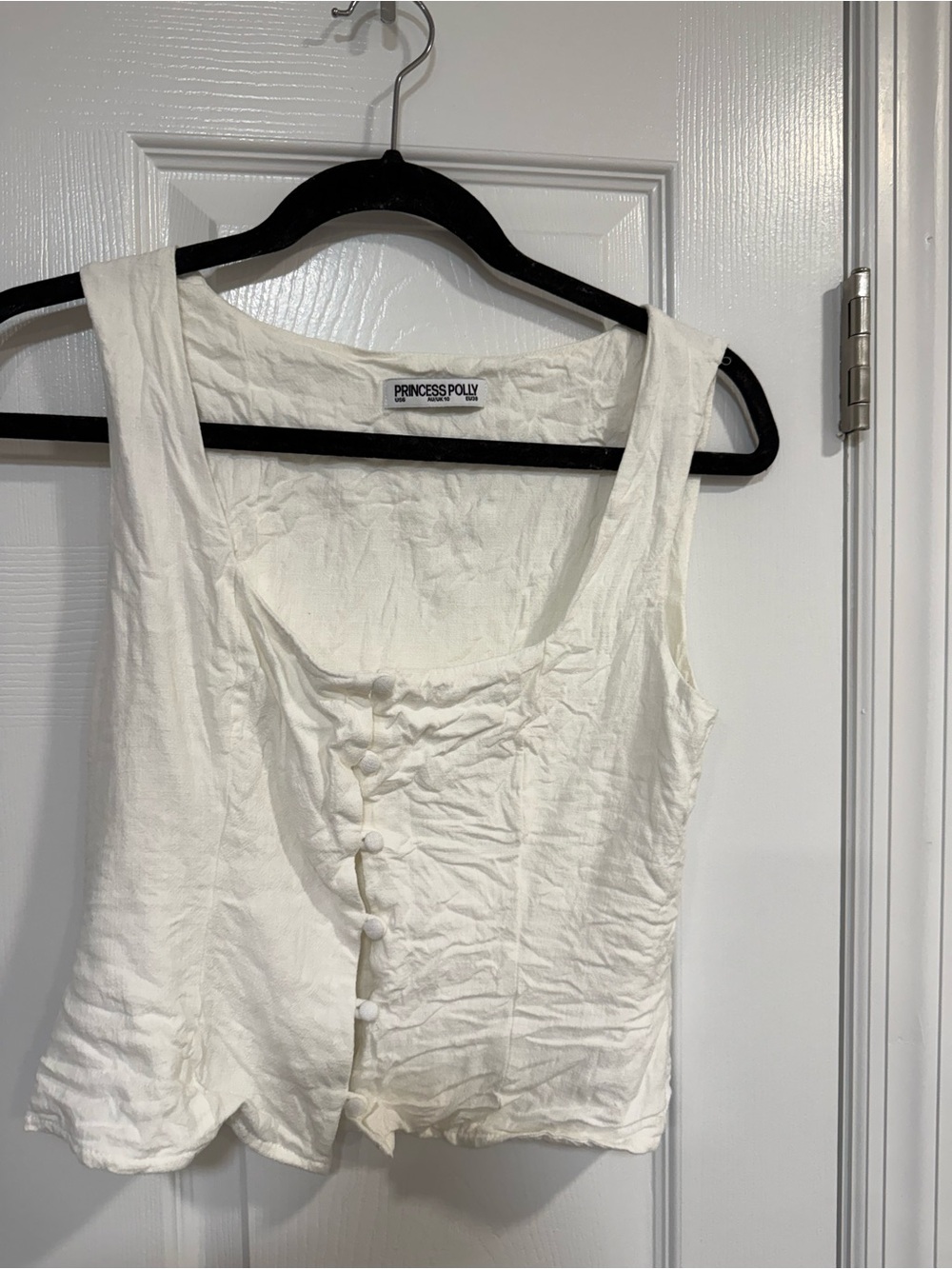 Princess Polly White Button-Front Crop Camisole